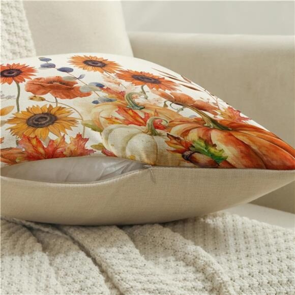 NIGHTWISH Fall Pillow Covers 18x18 Set of 4 Thanksgiving Farmhouse Decorations - Picture 7 of 8